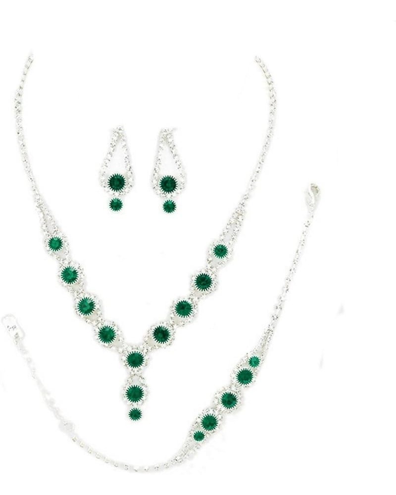 Affordable Wedding Jewelry Clear Bubble Rhinestone Pave Elegant Drop Set 3 Pcs Bracelet Earrings Necklace Set Emerald $13.34 ...