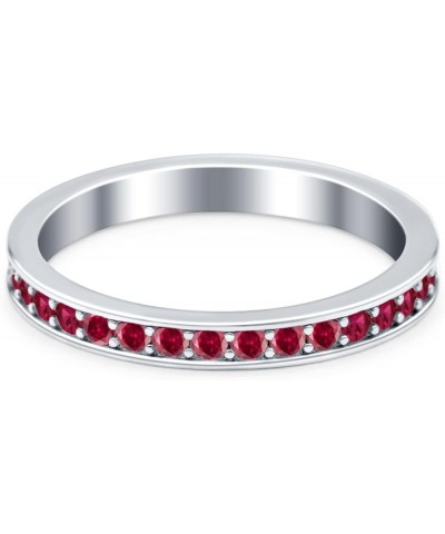 Full Eternity Stackable Band Wedding Engagement Bridal Ring Simulated Cubic Zirconia 925 Sterling Silver Simulated Ruby CZ $1...