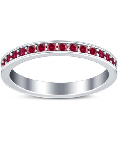 Full Eternity Stackable Band Wedding Engagement Bridal Ring Simulated Cubic Zirconia 925 Sterling Silver Simulated Ruby CZ $1...