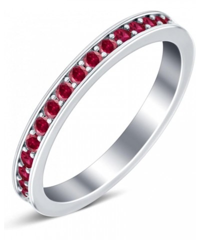 Full Eternity Stackable Band Wedding Engagement Bridal Ring Simulated Cubic Zirconia 925 Sterling Silver Simulated Ruby CZ $1...