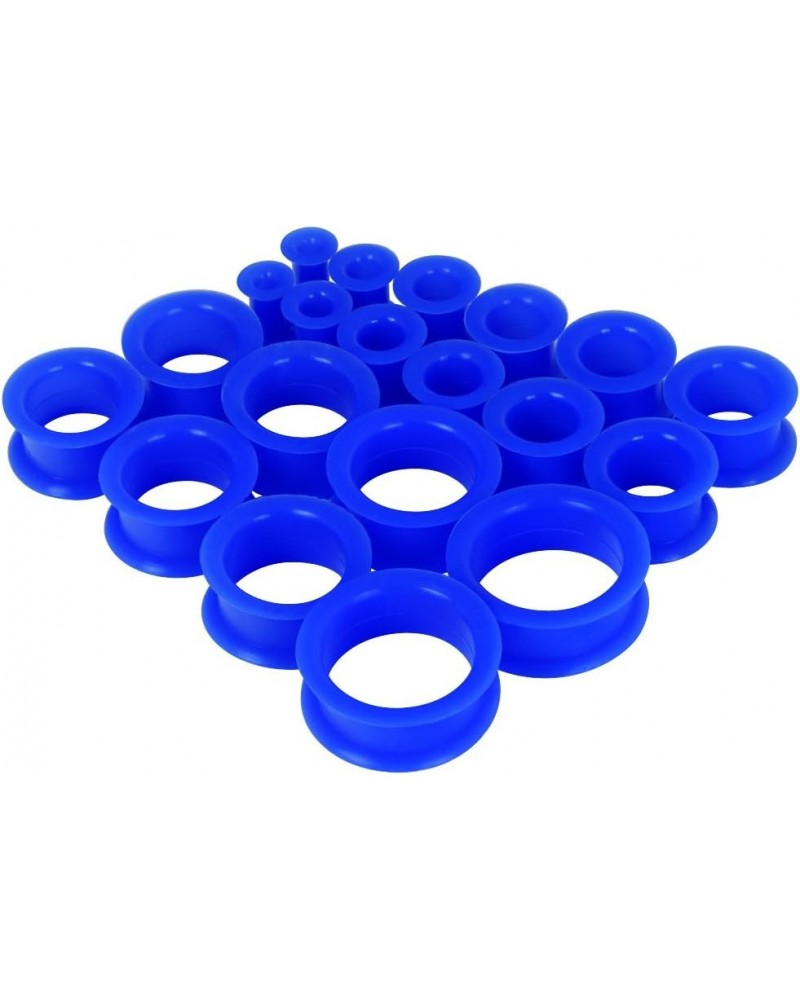 2g-1" Silicone Plugs Kit Ear Skins Gauges Soft Ear Expander Tunnels Stretching Set 6-25MM 6-25MM,Hard Blue $9.43 Body Jewelry