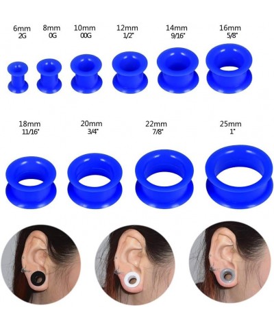 2g-1" Silicone Plugs Kit Ear Skins Gauges Soft Ear Expander Tunnels Stretching Set 6-25MM 6-25MM,Hard Blue $9.43 Body Jewelry