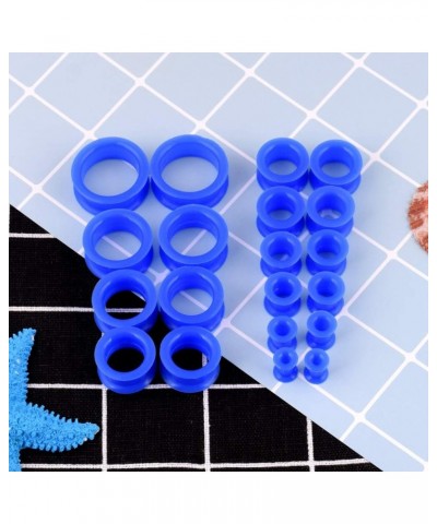 2g-1" Silicone Plugs Kit Ear Skins Gauges Soft Ear Expander Tunnels Stretching Set 6-25MM 6-25MM,Hard Blue $9.43 Body Jewelry