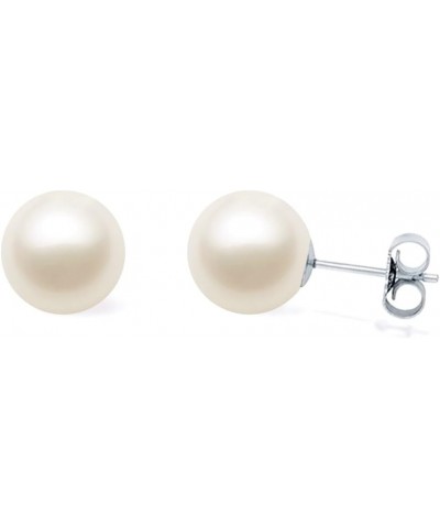 AAAA Quality Japanese White Akoya Cultured Pearl Stud Earrings - White Gold 6.5-7mm $46.00 Earrings