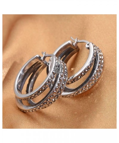 SHOP LC Hematite Hoop Earrings for Women Jewelry Gifts for Women Jewelry Stainless Steel Ct 1.64 Birthday Gifts for Women $15...