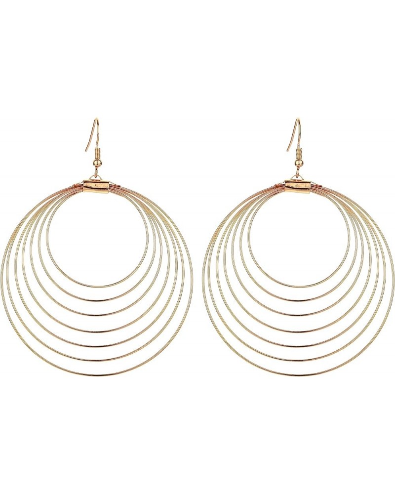 Boho Round Spiral Tassel Dangle Drop Earrings 14k Gold Plated Disco Earrings for Woman Girls Gifts Gold hoop $12.17 Earrings