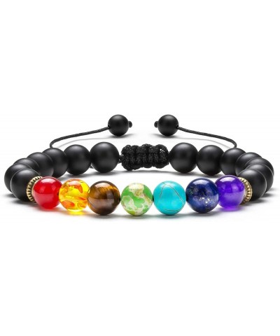 Men Women 8mm Lava Rock Beads Chakra Bracelet Braided Rope Natural Stone Yoga Bracelet Bangle Matte Black Agate-21004 $11.99 ...