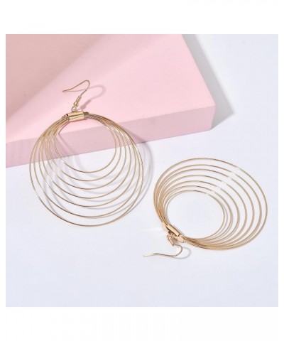 Boho Round Spiral Tassel Dangle Drop Earrings 14k Gold Plated Disco Earrings for Woman Girls Gifts Gold hoop $12.17 Earrings