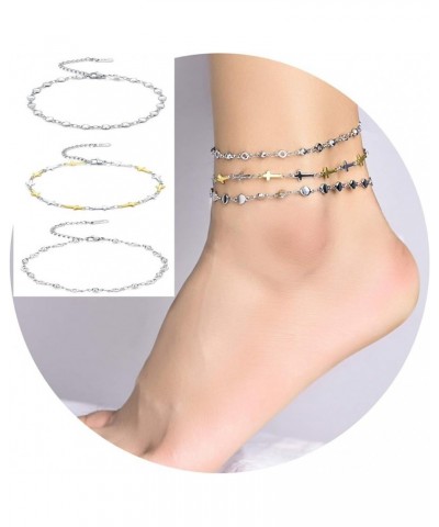 Stainless Steel Ankle Bracelet for Women, 14K Gold/Sterling Silver Plated Anklets Bracelets Set Adjustable Jewelry Gift ANKLE...