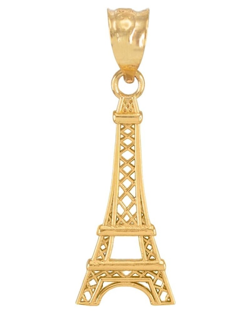 14K Yellow Gold Paris Eiffel Tower Travel Charm Pendant $42.31 Pendants