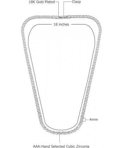 18K Gold Plated Cubic Zirconia Round 4MM Classic Tennis 18 Inches Chain Necklace For Women, Girls & Men Comes With a Gift Box...