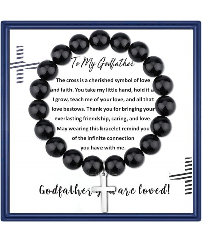 Godfather Godmother Gifts from Godchild Cross Charm Bracelet Godfather Godmother Stone Beads Bracelet Christian Jewelry Relig...