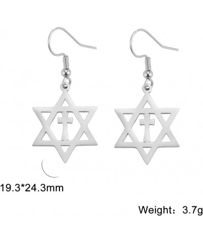 Star of David Earrings Drop Dangle Earrings for Women Israel Jewelry Jewish Earrings Hanukkah Gift Six pointed Star Stainless...