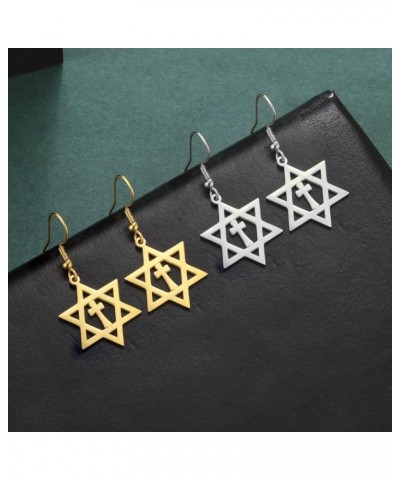 Star of David Earrings Drop Dangle Earrings for Women Israel Jewelry Jewish Earrings Hanukkah Gift Six pointed Star Stainless...