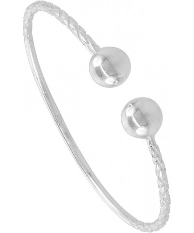 Sterling Silver Ball West Indies Ball Ends Cuff Bracelet Mens Womens & Kids sizes 4.5-8.5 inch 8 inch_Mens_size $22.64 Bracelets