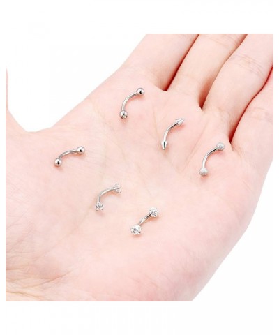 16G 14G Stainless Steel Eyebrow Piercing Rings Clear CZ Curved Barbell Helix Daith Retainer Piercing Body Jewelry for Women M...