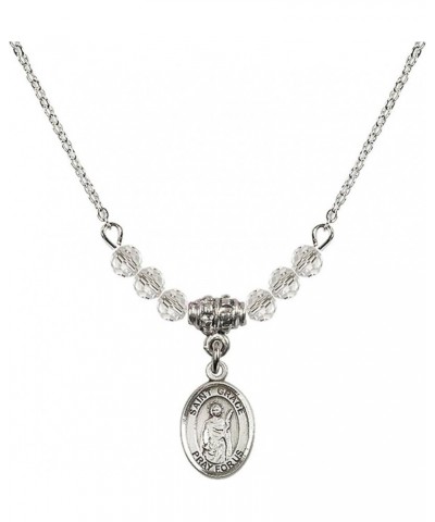 April Birth Month Bead Necklace with Catholic Patron Saint Petite Charm, 18 Inch Saint Grace $32.44 Necklaces