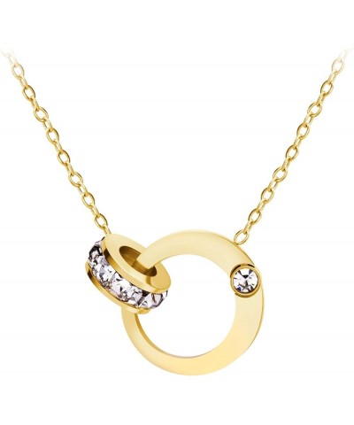 Stainless Steel Interlocking Rings Necklace Pendant for Women & Girls Gold $11.39 Necklaces