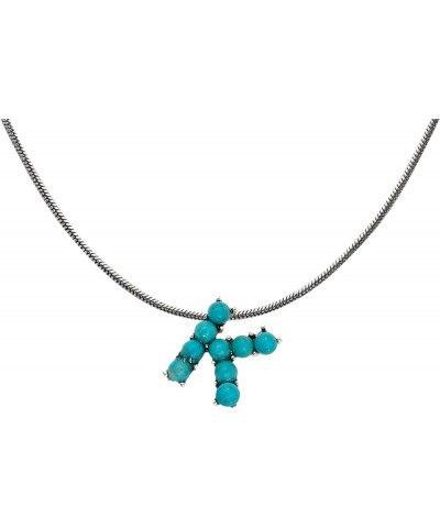 Turquoise Round Bead Initial Dainty Western Style Pendant Necklace 18 Inch K Turquoise $9.00 Necklaces