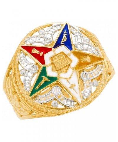 10k Two-Tone Gold Eastern Star Enamel Filigree Stylish Ladies Ring $130.50 Rings