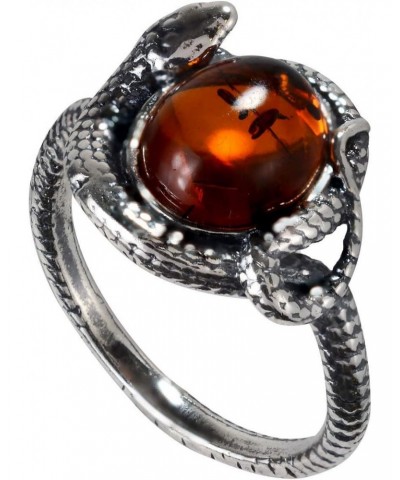 Sterling Silver and Baltic Honey Amber Snake Ring $24.04 Rings