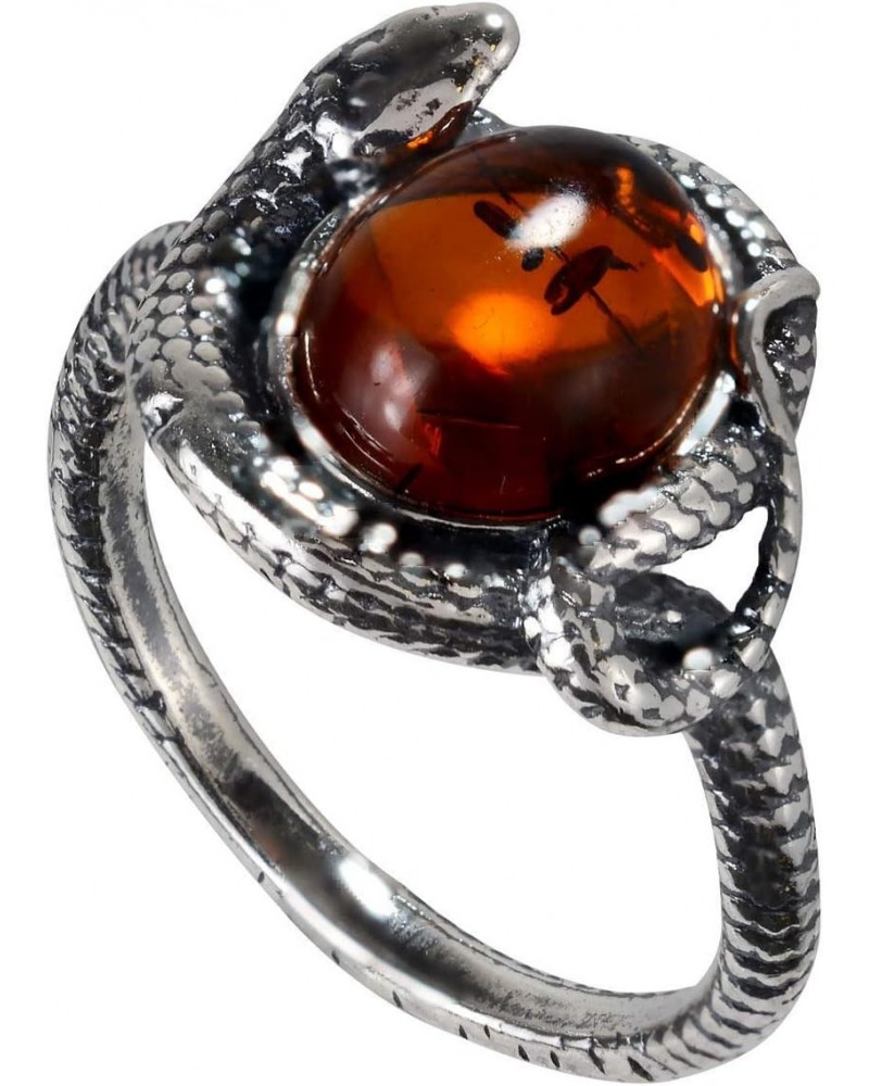 Sterling Silver and Baltic Honey Amber Snake Ring $24.04 Rings