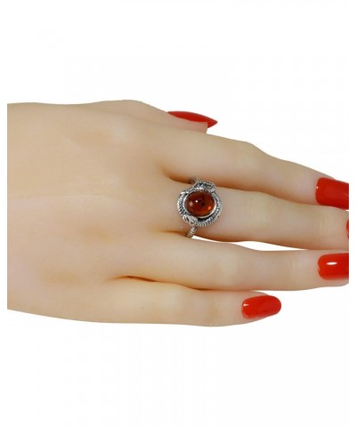 Sterling Silver and Baltic Honey Amber Snake Ring $24.04 Rings