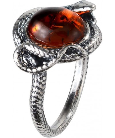 Sterling Silver and Baltic Honey Amber Snake Ring $24.04 Rings