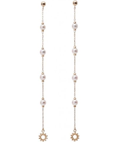 Japanese 3.5mm Akoya Cultured Pearl Drop Earrings for Women with 18K Yellow Gold | Elegant Design Excellent Gift | Pearl Earr...