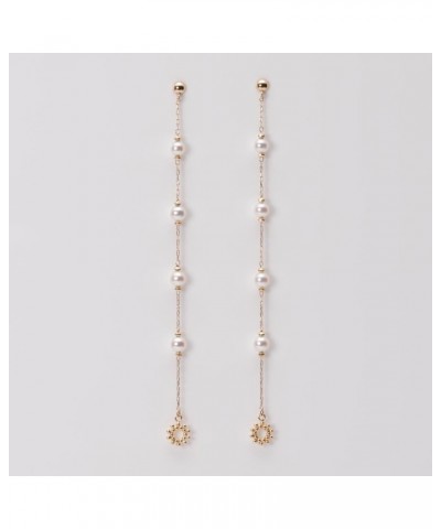 Japanese 3.5mm Akoya Cultured Pearl Drop Earrings for Women with 18K Yellow Gold | Elegant Design Excellent Gift | Pearl Earr...