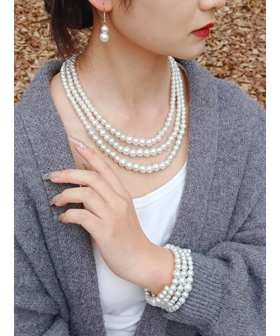 Vintage Imitation Pearl Choker Necklace Elegant Bridal Jewelry Set with Matching Earrings 1233-White 3pcSet $8.83 Jewelry Sets