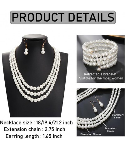 Vintage Imitation Pearl Choker Necklace Elegant Bridal Jewelry Set with Matching Earrings 1233-White 3pcSet $8.83 Jewelry Sets