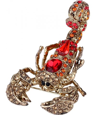 Austrian Crystal Vintage Style Scorpion Animal Brooch Red w/ Orange Red Antique Gold-Tone $9.98 Brooches & Pins