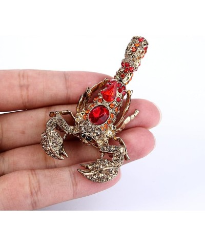 Austrian Crystal Vintage Style Scorpion Animal Brooch Red w/ Orange Red Antique Gold-Tone $9.98 Brooches & Pins