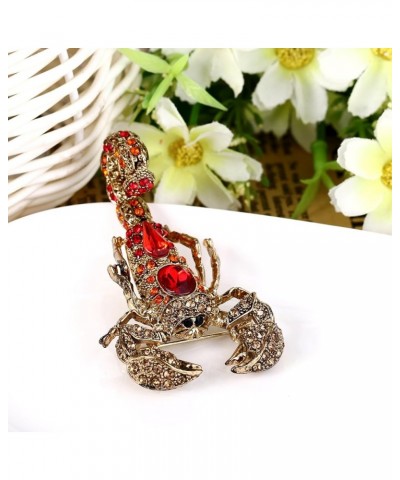 Austrian Crystal Vintage Style Scorpion Animal Brooch Red w/ Orange Red Antique Gold-Tone $9.98 Brooches & Pins