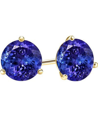 1/2-10 Carat Total Weight Tanzanite Stud Earrings 3 Prong Push Back Yellow Gold 2.5 carats $134.20 Earrings