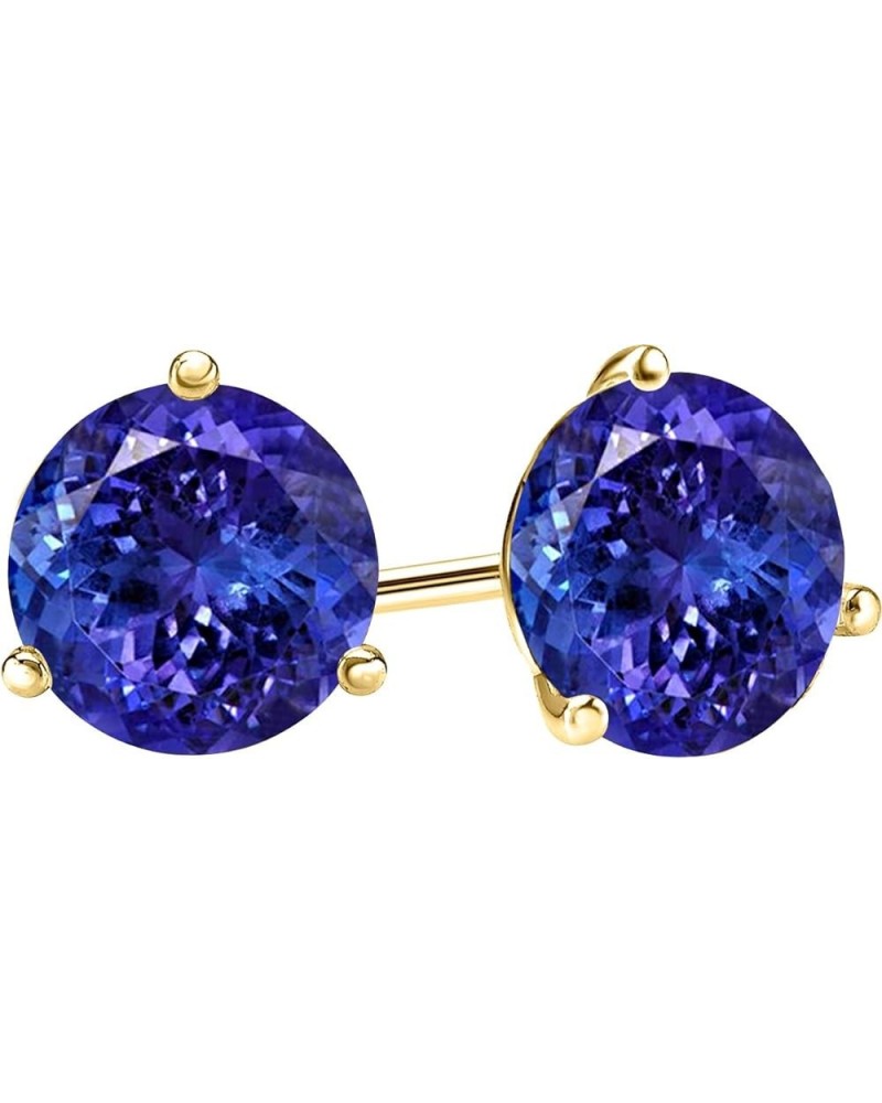 1/2-10 Carat Total Weight Tanzanite Stud Earrings 3 Prong Push Back Yellow Gold 2.5 carats $134.20 Earrings