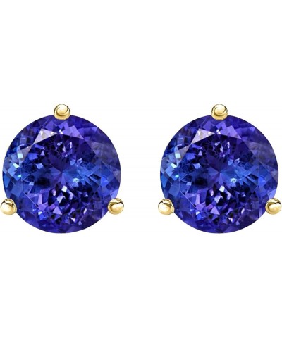 1/2-10 Carat Total Weight Tanzanite Stud Earrings 3 Prong Push Back Yellow Gold 2.5 carats $134.20 Earrings