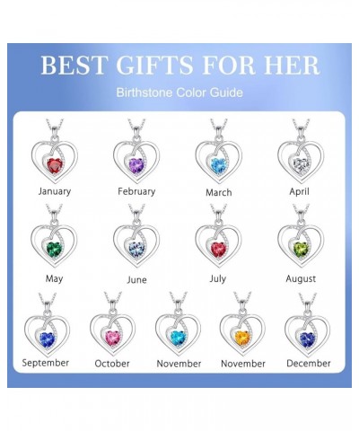 Infinity Love Heart Birthstone Necklace for Women Jewelry, S925 Sterling Silver Heart Pendant Birthstone Necklace Women Gifts...