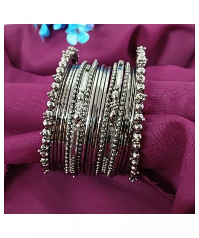 Boho Vintage Antique Ethnic Gypsy Tribal Indian Oxidized Bracelet Bangles Set Jewelry German Silver (Set of 20 Pcs) 2.4 $16.1...