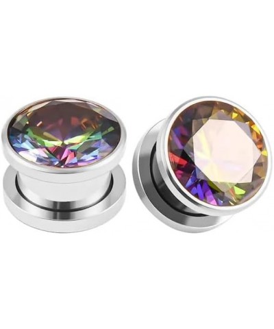 2PCS Colored Diamonds Hypoallergenic Stainless Steel Screw Plugs Ear Gauges Tunnels Piercing Expander Stretchers Fashion Body...