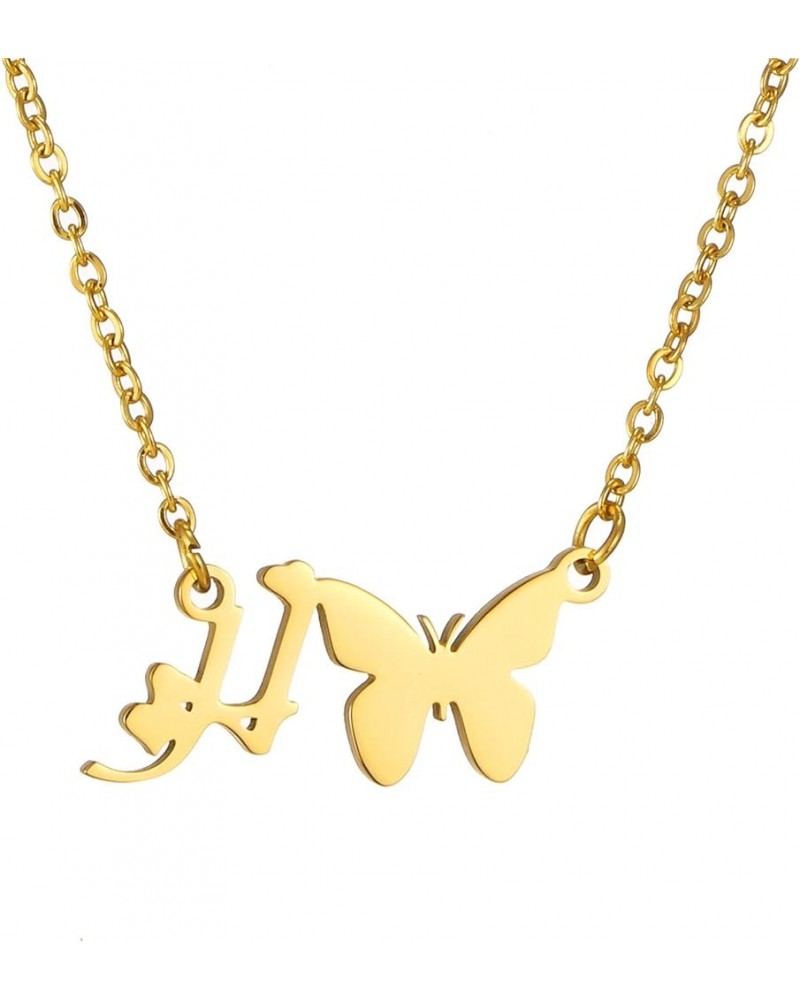 Butterfly Letter Necklaces for Womens Girls,18K Gold Plated Handmade Dainty Initial Letter Butterfly Delicate Necklaces Birth...