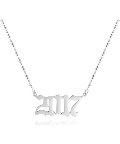 Birth Year Necklace for Women,Stainless Steel Birth Year Number Pendant Necklace Birthday Anniversary 2017 $7.13 Necklaces