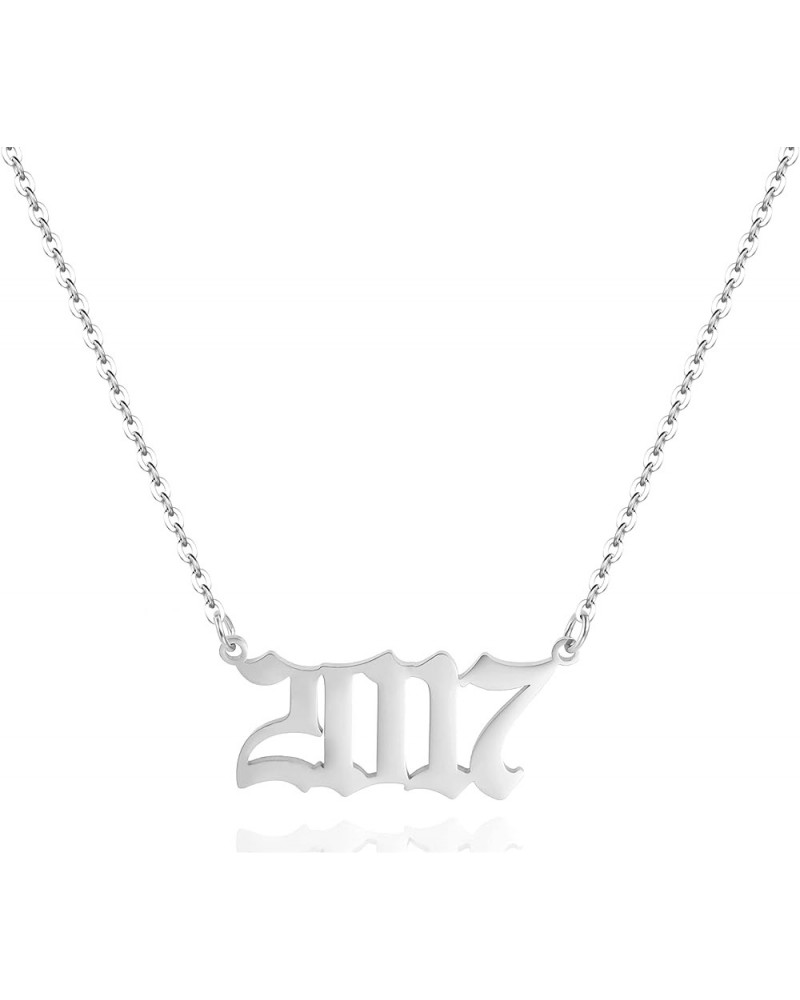 Birth Year Necklace for Women,Stainless Steel Birth Year Number Pendant Necklace Birthday Anniversary 2017 $7.13 Necklaces