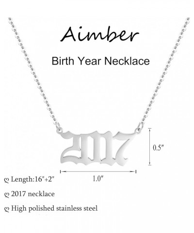 Birth Year Necklace for Women,Stainless Steel Birth Year Number Pendant Necklace Birthday Anniversary 2017 $7.13 Necklaces