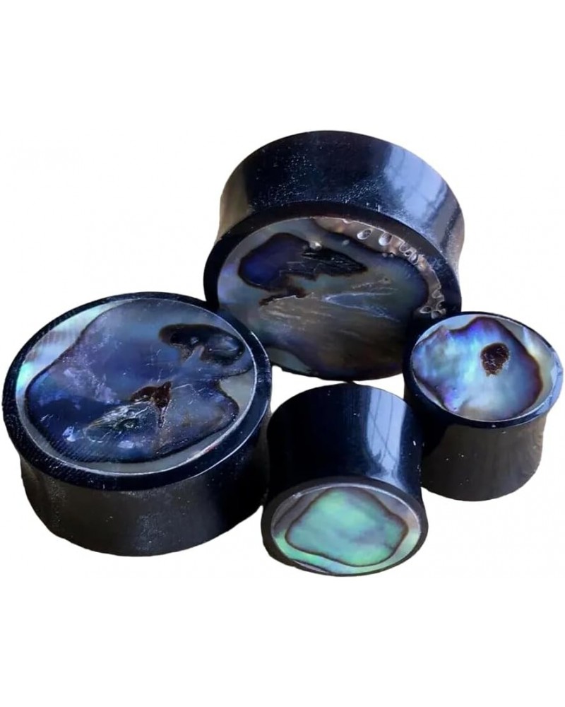 PAIR Horn Plugs w/Abalone Inlay Earlets Gauges Pierced Body Jewelry 3/4" (19mm) $10.58 Body Jewelry