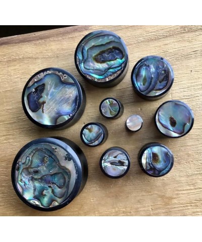 PAIR Horn Plugs w/Abalone Inlay Earlets Gauges Pierced Body Jewelry 3/4" (19mm) $10.58 Body Jewelry