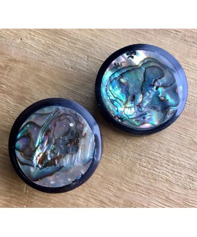 PAIR Horn Plugs w/Abalone Inlay Earlets Gauges Pierced Body Jewelry 3/4" (19mm) $10.58 Body Jewelry