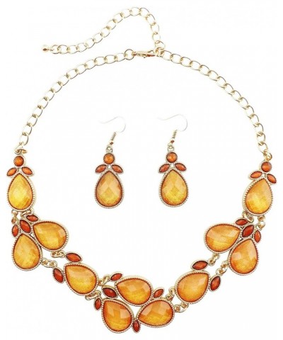 Shiny Resin Collar Necklace with Earrings golden grow-j $11.01 Necklaces