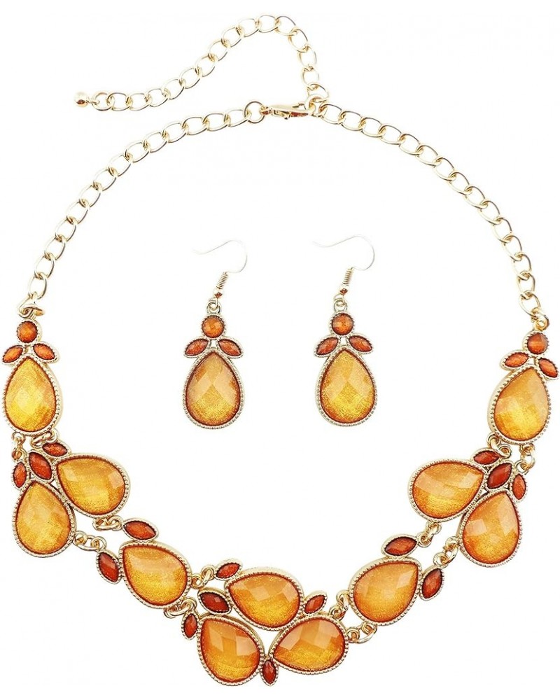 Shiny Resin Collar Necklace with Earrings golden grow-j $11.01 Necklaces